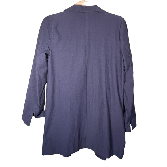Eileen Fisher Navy‎ Blue Stretch Pockets Open  Front Long Blazer Cardigan Sz XS - Picture 2 of 11